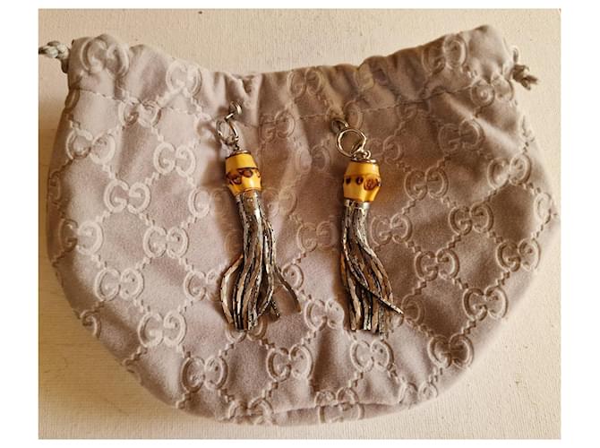 Gucci Orecchini Bambou Tassel in argento 825 e bambù Marrone chiaro Silver hardware - vista 8