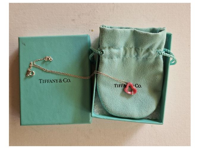 Collana Tiffany & Co. Elsa Peretti Open Heart in argento e rhodolite Rosa - vista 12