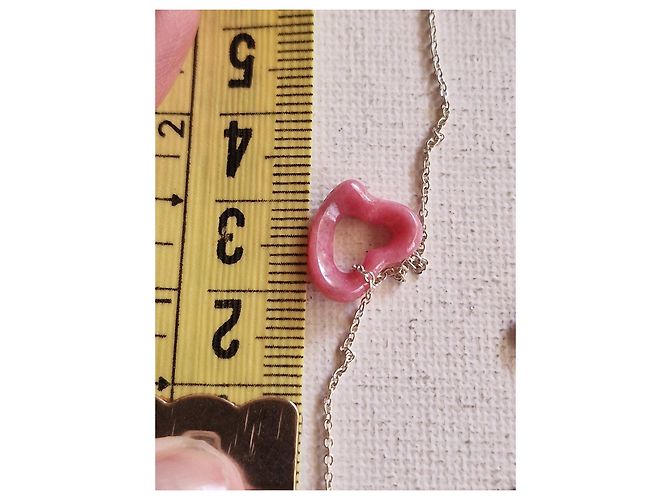 Collana Tiffany & Co. Elsa Peretti Open Heart in argento e rhodolite Rosa - vista 8