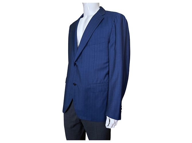 Autre Marque Boggi Milano Pinstripe Wool Blazer Blue - view 2