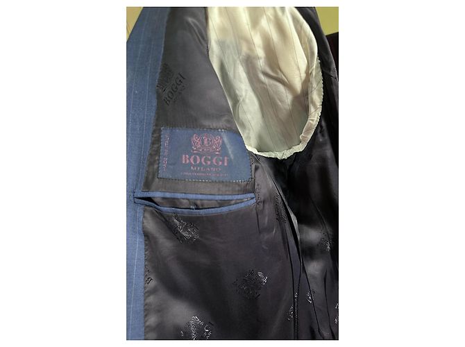 Autre Marque Boggi Milano Pinstripe Wool Blazer Blue - view 5
