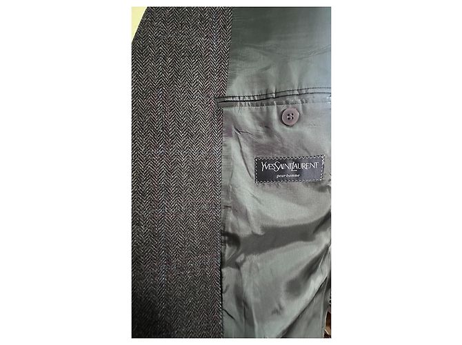 Yves Saint Laurent Wool Blend Blazer Brown Blue Multiple colors Grey - view 8