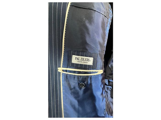 Autre Marque Blazer gessato Pal Zileri Bianco Blu scuro - vista 5