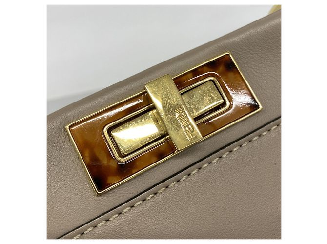 Borsa a mano in pelle Fendi Peekaboo Grigio - vista 10
