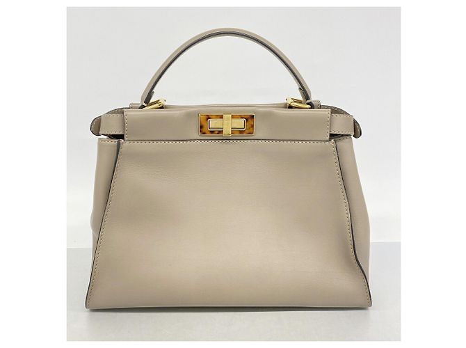 Borsa a mano in pelle Fendi Peekaboo Grigio - vista 12
