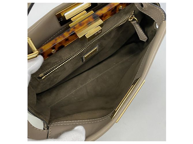 Borsa a mano in pelle Fendi Peekaboo Grigio - vista 4