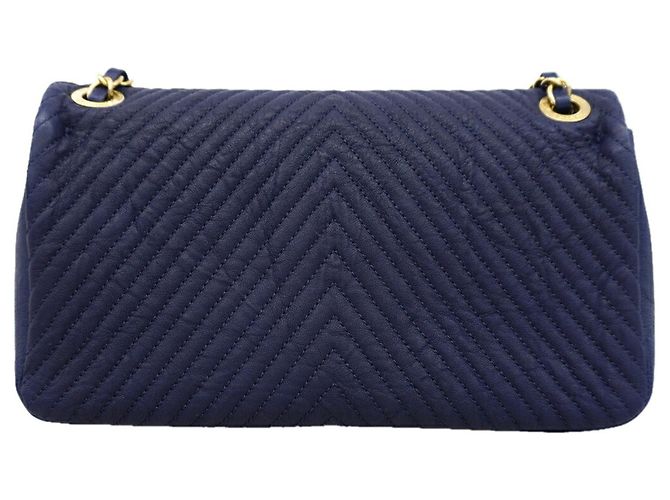 Timeless Borsa a tracolla Chanel in pelle blu navy - vista 9