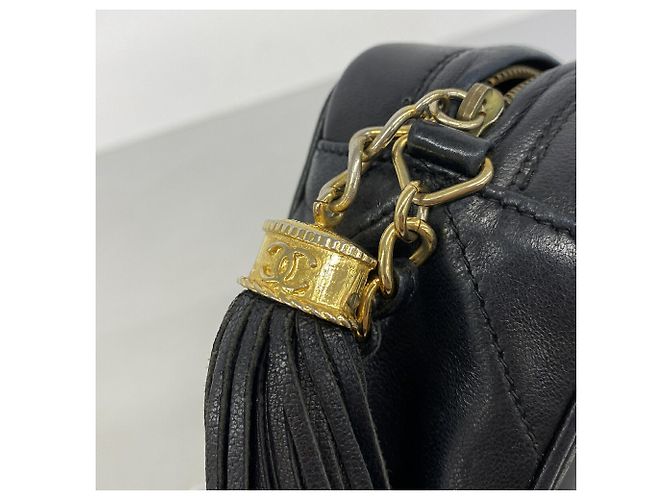 Borsa a tracolla Chanel in pelle d'agnello nera Nero - vista 9