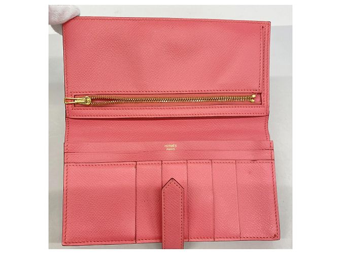 Hermès Portafoglio lungo Hermes Bearn Soufflé Rosa - vista 3