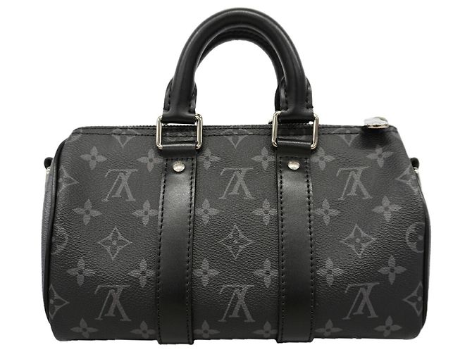 Louis Vuitton Monogram Eclipse Reverse Keepall Bandoulière 25 Marrone Nero - vista 10