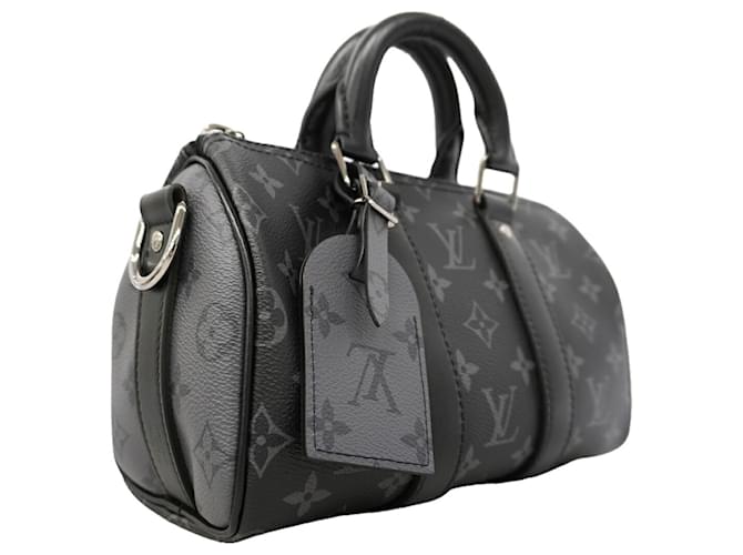 Louis Vuitton Monogram Eclipse Reverse Keepall Bandoulière 25 Marrone Nero - vista 2