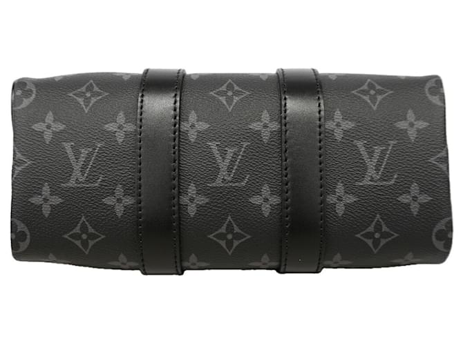 Louis Vuitton Monogram Eclipse Reverse Keepall Bandoulière 25 Marrone Nero - vista 3