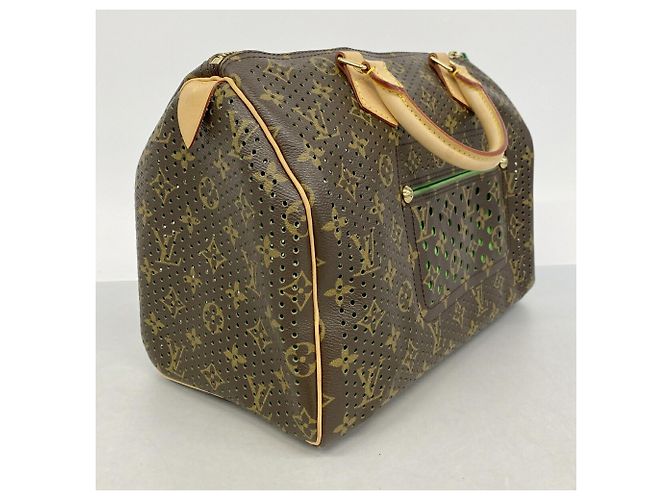 Borsa Louis Vuitton Monogram Perfo Speedy 30 Marrone Verde - vista 2
