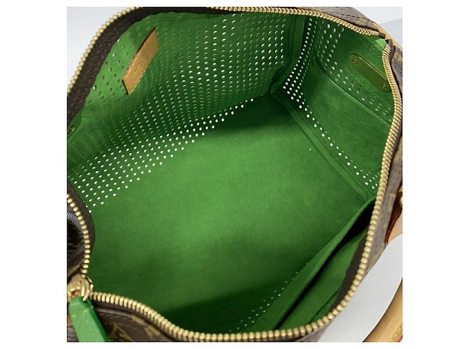 Borsa Louis Vuitton Monogram Perfo Speedy 30 Marrone Verde - vista 4