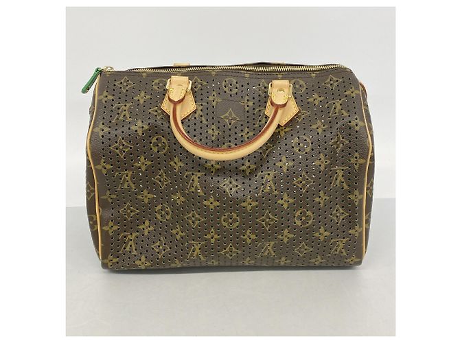 Borsa Louis Vuitton Monogram Perfo Speedy 30 Marrone Verde - vista 9