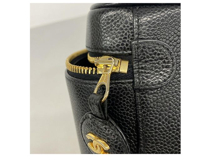 Borsa Vanity Chanel in pelle di vitello martellata nera Nero - vista 9