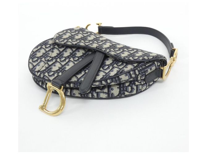 Borsa a mano Saddle Christian Dior DIOR OBLIQUE Blu - vista 3