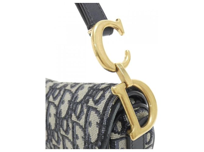 Borsa a mano Saddle Christian Dior DIOR OBLIQUE Blu - vista 5