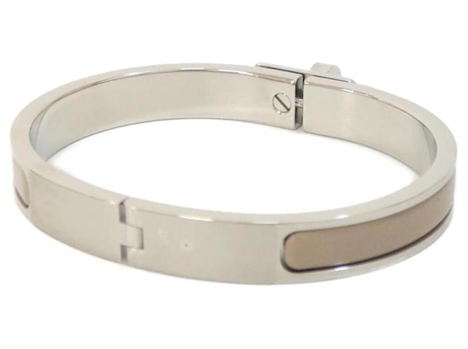 Hermès Bracciale Charm Hermes Mini Click Kelly PM Marrone Argento Beige - vista 2