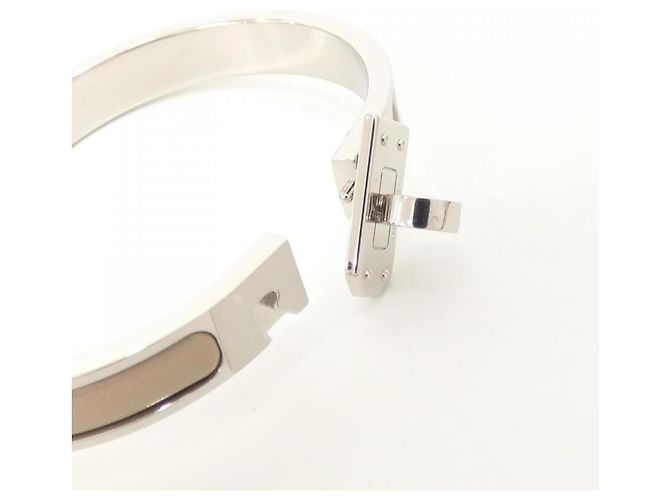 Hermès Bracciale Charm Hermes Mini Click Kelly PM Marrone Argento Beige - vista 4