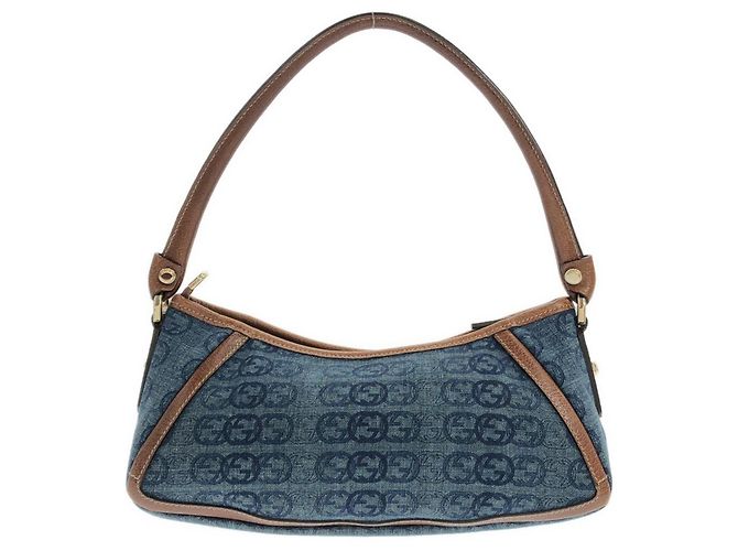 Borsa a tracolla Gucci 130939 in denim Marrone Blu - vista 2