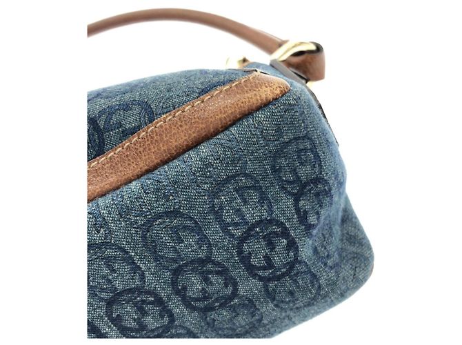 Borsa a tracolla Gucci 130939 in denim Marrone Blu - vista 3