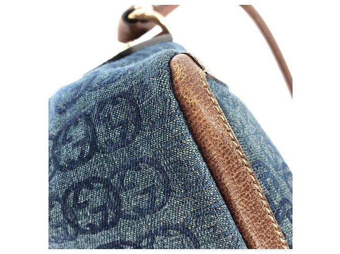 Borsa a tracolla Gucci 130939 in denim Marrone Blu - vista 4