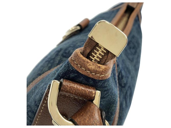 Borsa a tracolla Gucci 130939 in denim Marrone Blu - vista 6