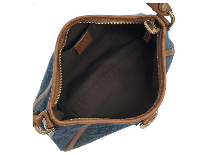 Borsa a tracolla Gucci 130939 in denim Marrone Blu - vista 8