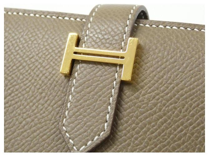 Hermès Cartera Hermes Bearn Mini Gris pardo - vista 3