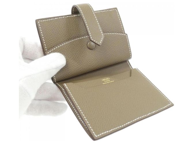 Hermès Cartera Hermes Bearn Mini Gris pardo - vista 4