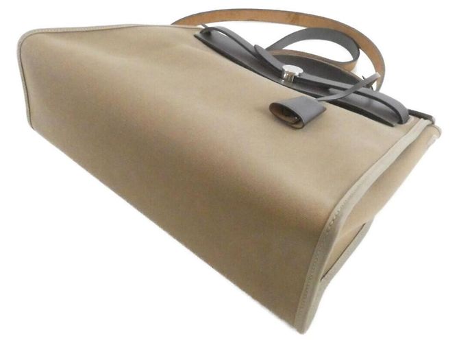 Hermès Borsa Hermes Herbag Zip PM Taupe Damier ebene - vista 3