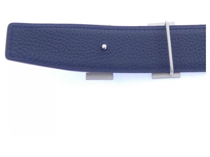 Hermès Hermes H Guilloché 32mm Wendelgürtel Schwarz Marineblau - Ansicht 3