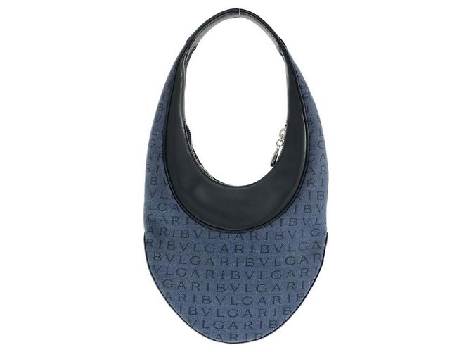 Bulgari Borsa a tracolla Bvlgari in denim blu e pelle - vista 2