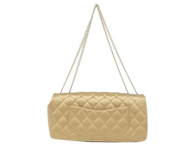 Sac à épaule Chanel 37632 en satin doré - vue 2