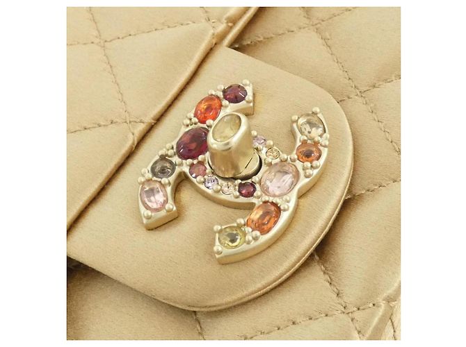 Sac à épaule Chanel 37632 en satin doré - vue 7