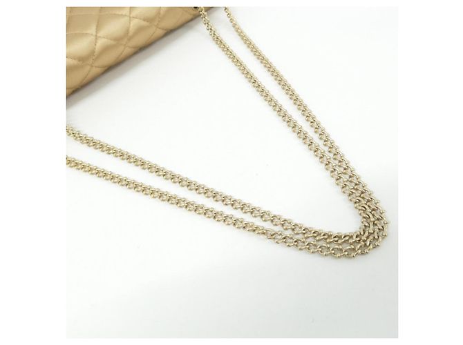 Sac à épaule Chanel 37632 en satin doré - vue 8