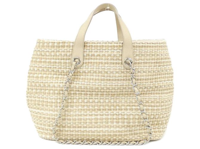 Borsa Chanel beige in paglia - vista 2