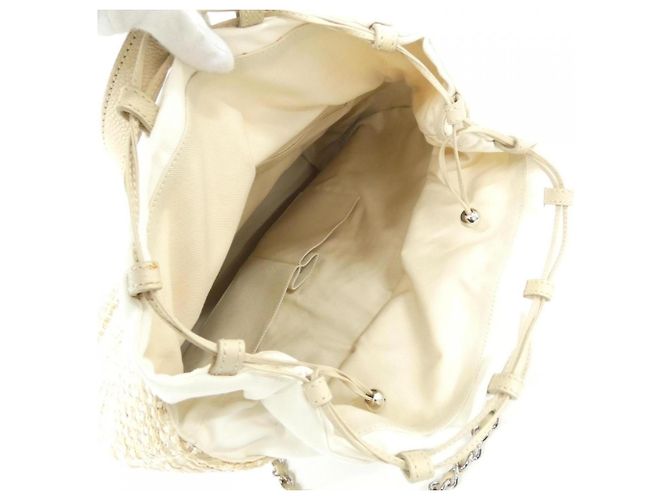 Borsa Chanel beige in paglia - vista 9