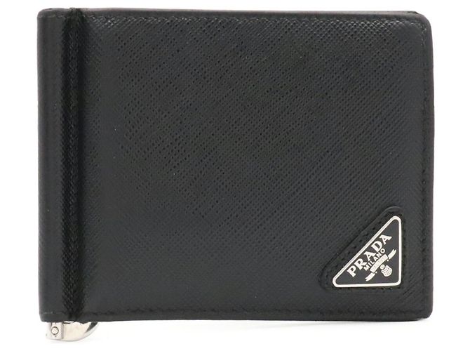 Cartera bi-fold Prada Triangle con clip para billetes Negro - vista 2