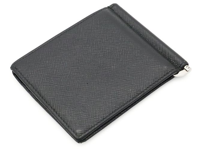 Cartera bi-fold Prada Triangle con clip para billetes Negro - vista 3