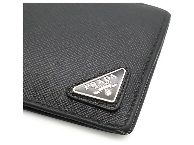 Cartera bi-fold Prada Triangle con clip para billetes Negro - vista 5