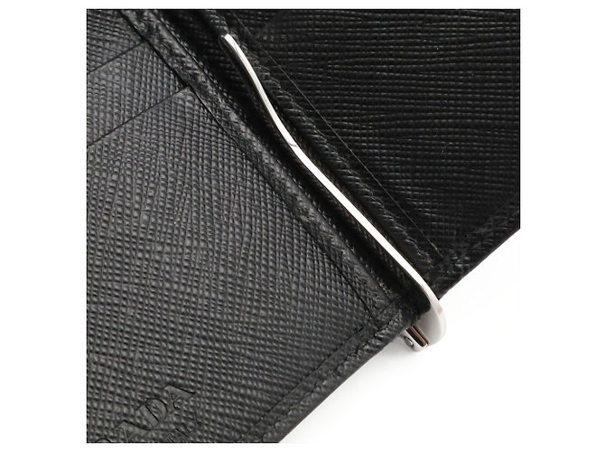 Cartera bi-fold Prada Triangle con clip para billetes Negro - vista 9