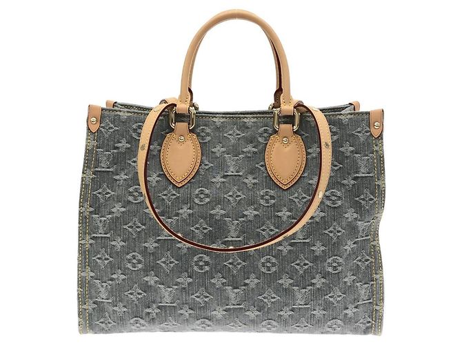 Borsa Louis Vuitton Monogram Denim OnTheGo MM Marrone - vista 2