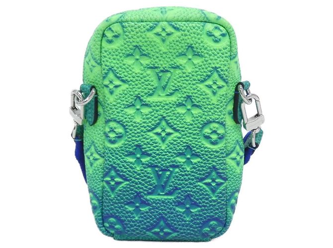 Borsa Louis Vuitton Taurillon Illusion Double Phone Blu Verde chiaro - vista 2