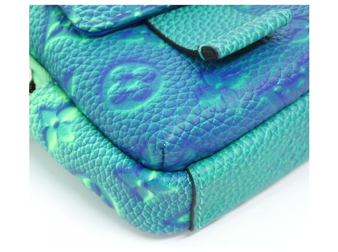 Borsa Louis Vuitton Taurillon Illusion Double Phone Blu Verde chiaro - vista 3