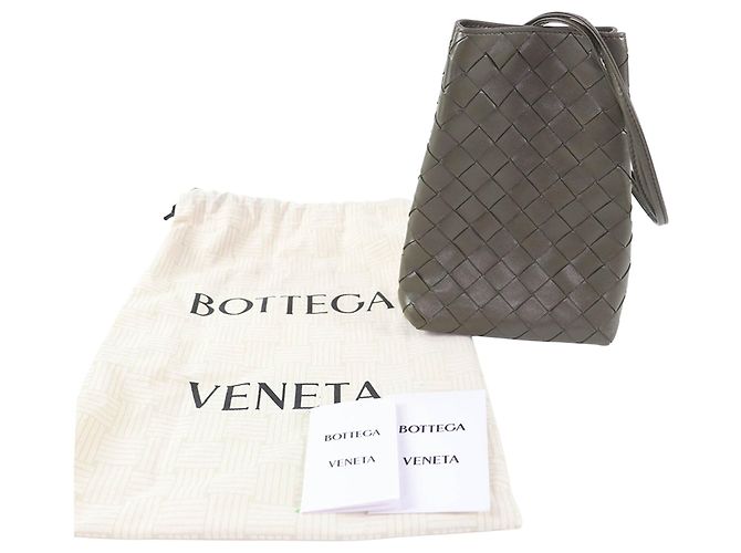 Borsa a tracolla Bottega Veneta in nappa Intrecciato marrone Cachi - vista 10
