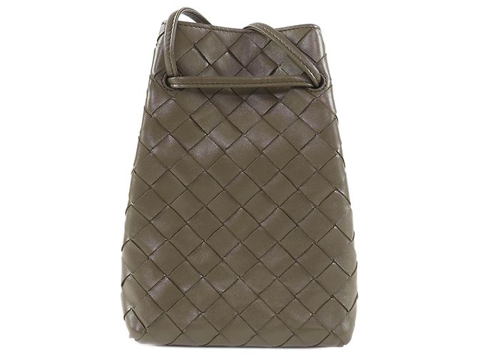 Borsa a tracolla Bottega Veneta in nappa Intrecciato marrone Cachi - vista 2