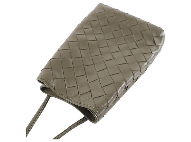 Borsa a tracolla Bottega Veneta in nappa Intrecciato marrone Cachi - vista 3