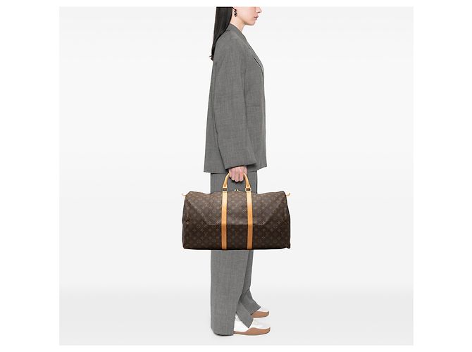 Louis Vuitton Brown Monogram Keepall 55 Marrone - vista 6